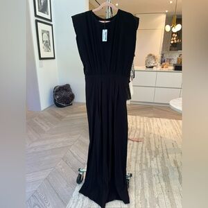 Black Ruched Sleeveless Jumpsuit